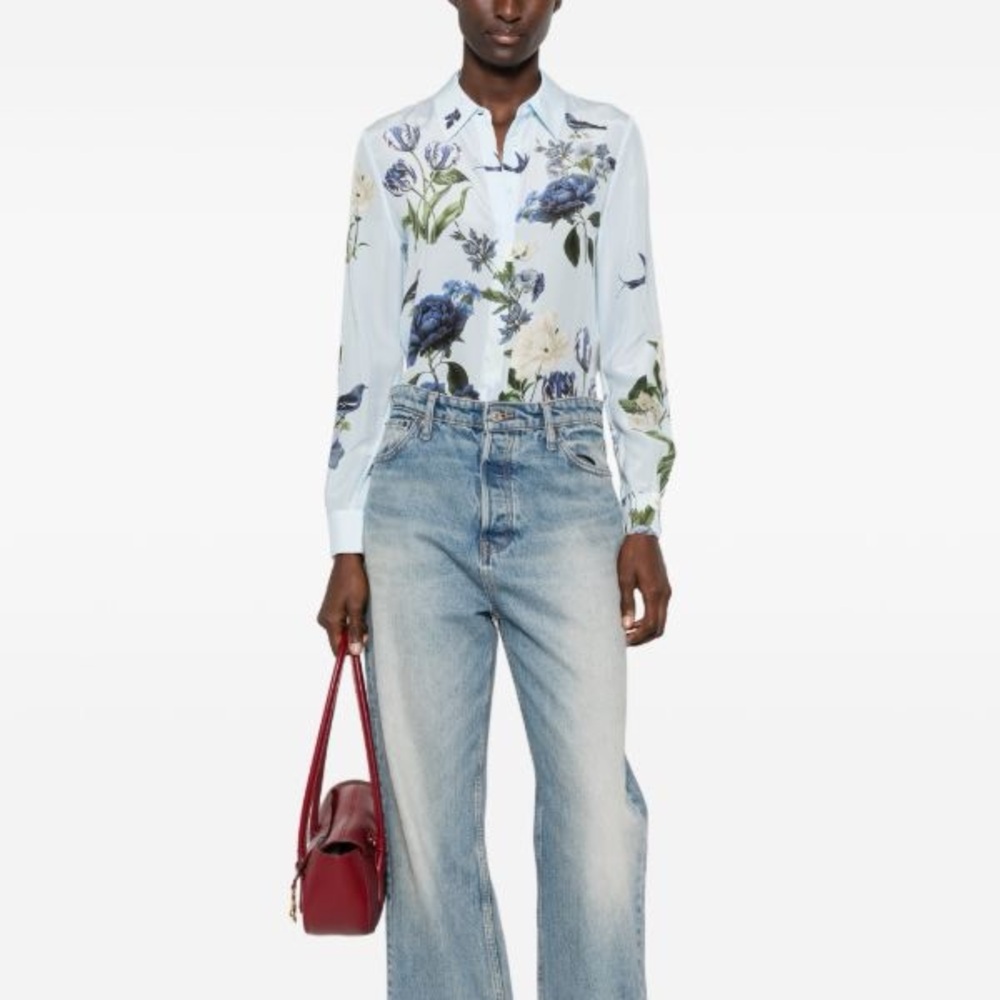 Alice + Olivia Floral-print Long-sleeve Shirt-NWT